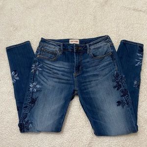 Driftwood Jackie embroidered skinny jeans size 27